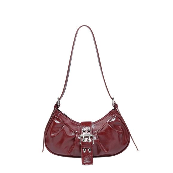 Pu Leather Punk Rivet Shoulder Bags Vintage Handbag Purses Burgundy :) - Picture 1 of 7